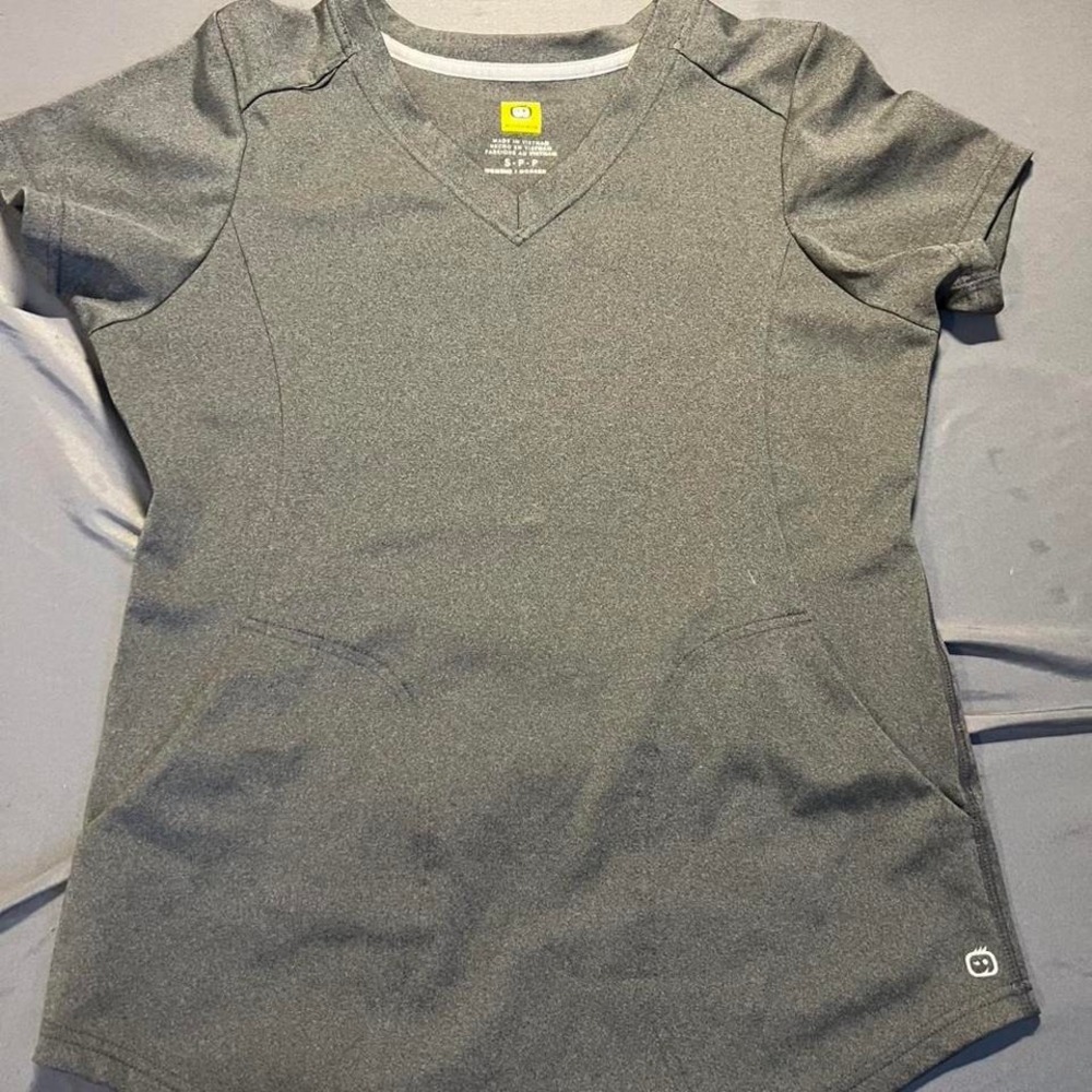 WonderWink Womens Scrub Top Small Charcoal Gray V-Neck Modern Fit Pockets S P P